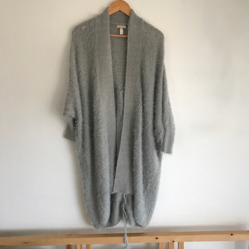 Zulu and Zephyr oversized furry gray sweater.